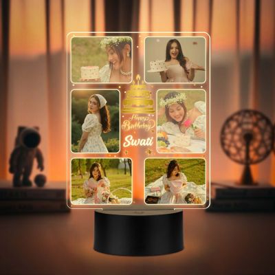 Birthday Collage UV Print Lamp with Warm White Light  Unique Birthday Surprise Gift for Sister, Wife, or Girlfriend